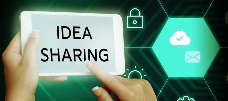 Writing displaying text Idea Sharing, Business concept Startup launch innovation product, creative thinking