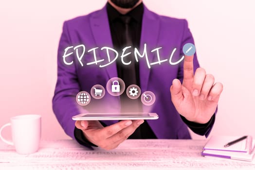 Writing displaying text Epidemic, Business showcase Widespread occurrence of an infectious disease in a community