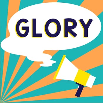 Conceptual caption Glory, Business approach high renown or honor won by notable achievements To take pride
