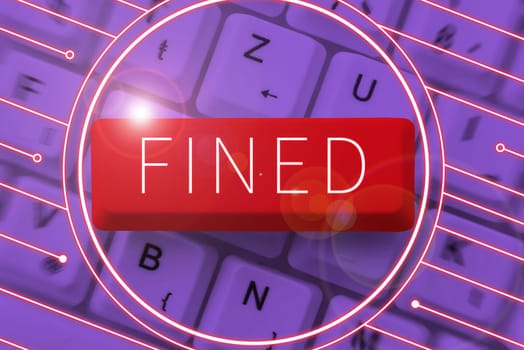 Conceptual caption Fined, Business idea No penalty charge for late credit card bill payment