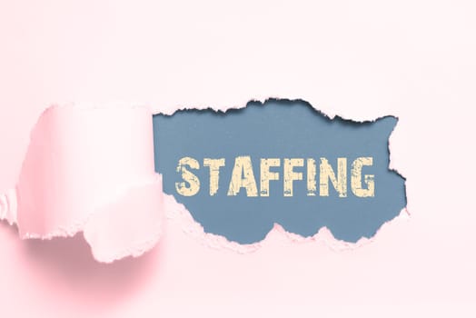 Handwriting text Staffing, Concept meaning The percentage of workers that replaced by new employees