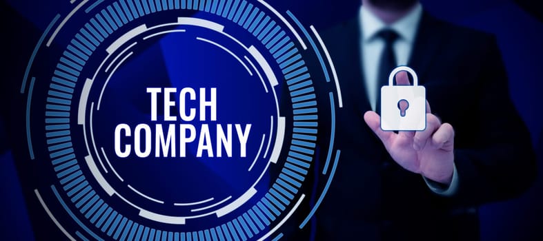 Conceptual caption Tech Company, Business showcase a company that invents or innovates solutions to produce usable product