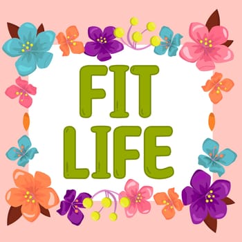 Conceptual display Fit Life, Business overview maintaining a healthy weight with diet and exercise Healthy living