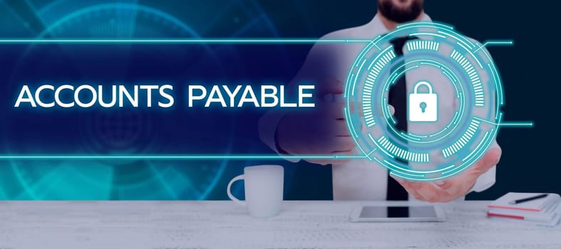 Text sign showing Accounts Payable, Business concept money owed by a business to its suppliers as a liability