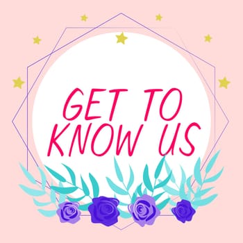 Sign displaying Get To Know Us, Business idea acquiring an important gateway pass for a specific event or trip