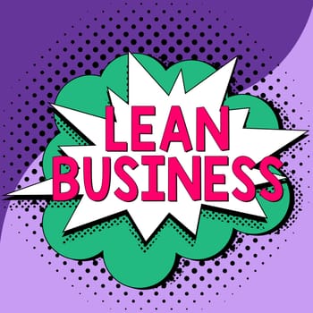 Sign displaying Lean Business, Business idea improvement of waste minimization without sacrificing productivity