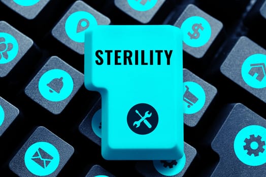Writing displaying text Sterility, Internet Concept a condition of being free from pathogenic microorganisms