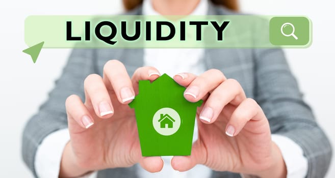 Sign displaying Liquidity, Business showcase Cash and Bank Balances Market Liquidity Deferred Stock