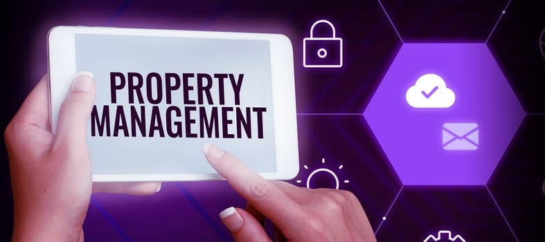 Conceptual display Property Management, Conceptual photo Overseeing of Real Estate Preserved value of Facility