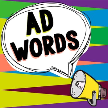 Handwriting text Ad Words, Internet Concept oversee and control the various advertising activities