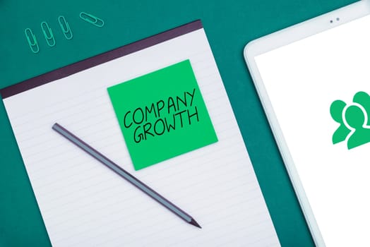 Sign displaying Company Growth, Conceptual photo a long-term stage where enterprise qualifies for expansion
