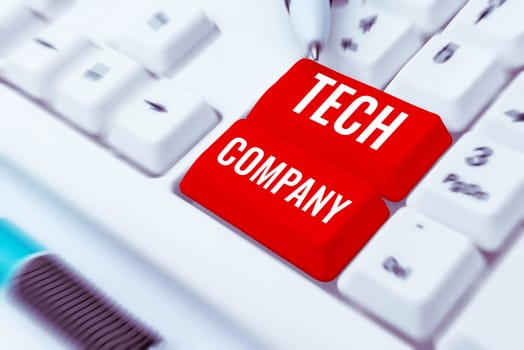 Conceptual display Tech Company, Business approach a company that invents or innovates solutions to produce usable product