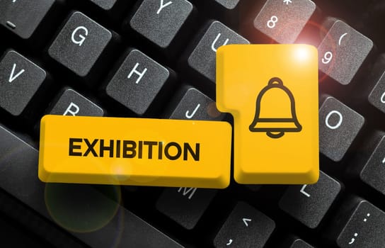 Text showing inspiration Exhibition, Internet Concept and act of exposing something to audience, showing
