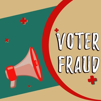 Text showing inspiration Voter Fraud, Word for formal indication choice between two or more candidates actions