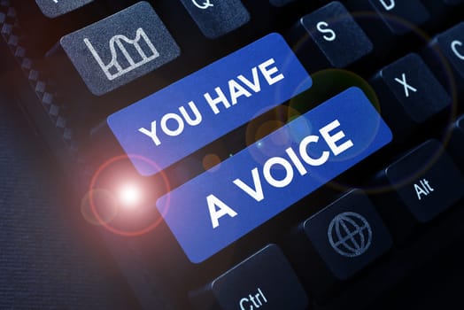 Conceptual display You Have A Voice, Business overview speak fight for your rights your choices also count