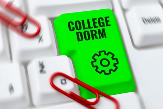 Conceptual display College Dorm, Business idea residence hall providing rooms for college individuals or for groups of students
