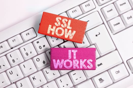 Inspiration showing sign Ssl How It Works, Business idea session key is used to encrypt all transmitted data