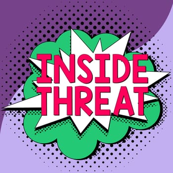 Sign displaying Inside Threat, Business concept Information that only an insider would have Real information