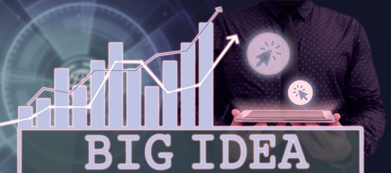 Sign displaying Big Idea, Word for Having great creative innovation solution or way of thinking