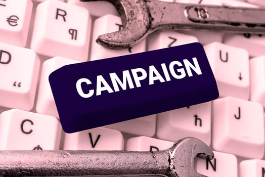 Handwriting text Campaign, Business concept organized course of action to promote and sell product service