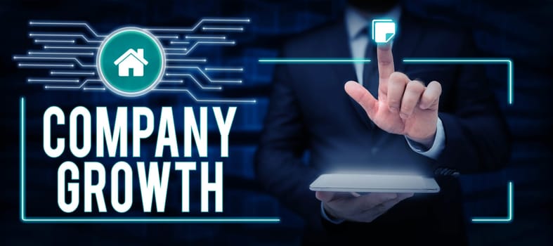 Text sign showing Company Growth, Business idea a long-term stage where enterprise qualifies for expansion