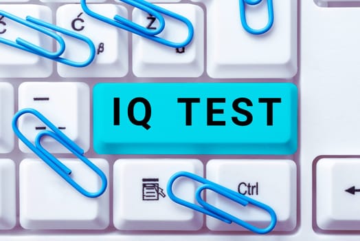 Conceptual display Iq Test, Word for attempt to measure your cognitive ability Assess human intelligence