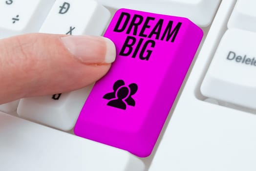 Inspiration showing sign Dream Big, Internet Concept To think of something high value that you want to achieve