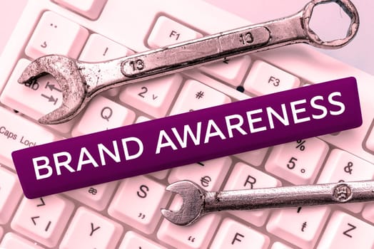 Conceptual caption Brand Awareness, Business showcase name identifies one seller good as distinct from those of other seller