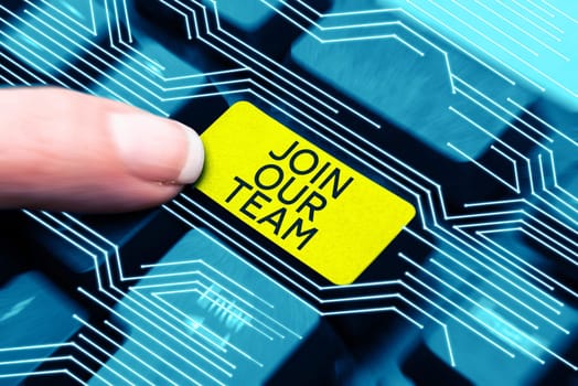 Text sign showing Join Our Team, Business approach Allied Associate Work with us New Employee Hired Enlist