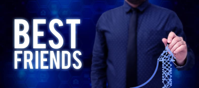 Hand writing sign Best Friends, Business overview A person you value above other persons Forever buddies