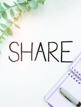 Text showing inspiration Share, Business approach part or portion larger amount which is divided among number of people