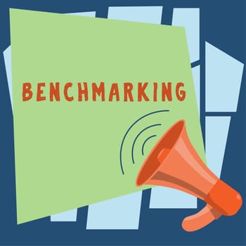 Conceptual display Benchmarking, Business concept Evaluate something by comparison with a standard Strategy