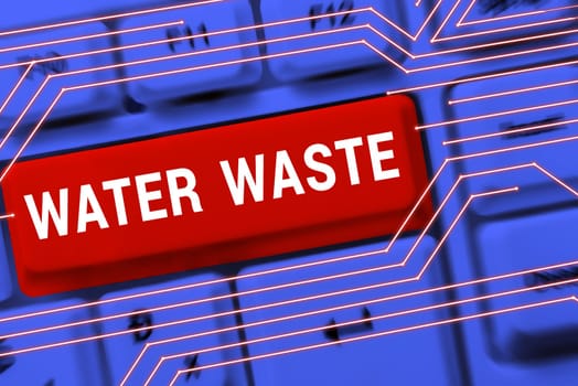 Sign displaying Water Waste, Business overview liquid that has been used as part of an industrial process