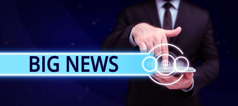 Inspiration showing sign Big News, Business overview knowing actions no one heard about it yet Teleporter journalist
