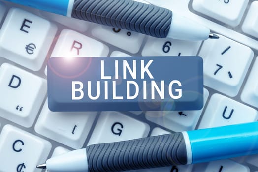 Text caption presenting Link Building, Conceptual photo SEO Term Exchange Links Acquire Hyperlinks Indexed