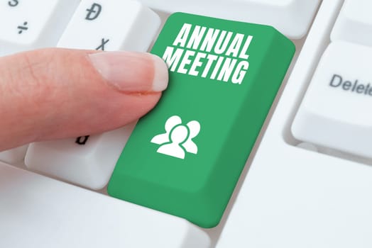 Text showing inspiration Annual Meeting, Word Written on Yearly gathering of an organization interested shareholders
