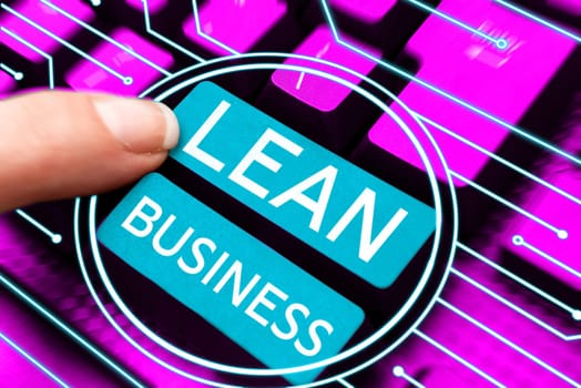 Conceptual display Lean Business, Internet Concept improvement of waste minimization without sacrificing productivity
