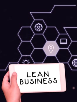 Sign displaying Lean Business, Business idea improvement of waste minimization without sacrificing productivity