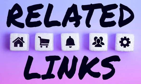 Handwriting text Related Links, Business showcase Website inside a Webpage Cross reference Hotlinks Hyperlinks