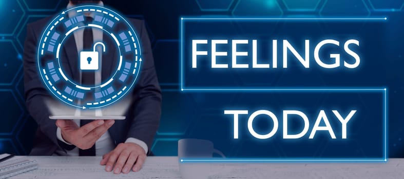 Conceptual caption Feelings, Business showcase causing happy positive feelings about life have satisfaction