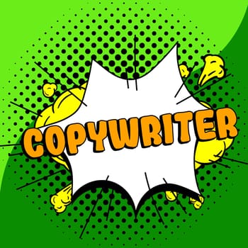Conceptual display Copywriter, Conceptual photo writing the text of advertisements or publicity material