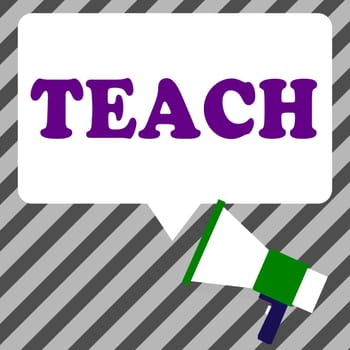 Conceptual caption Teach, Business concept impart knowledge or instruct someone as to how do something right
