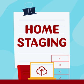 Conceptual display Home Staging, Business approach preparation of a private residence for sale in the real estate marketplace