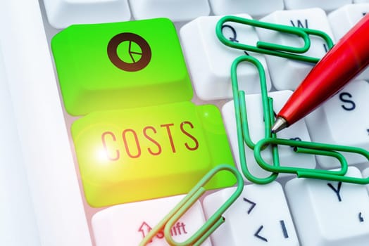 Conceptual display Costs, Business concept Expenditure Amount that has to be paid spent to buy obtain something