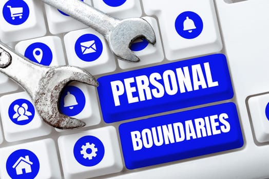 Handwriting text Personal Boundaries, Business approach something that indicates limit or extent in interaction with personality