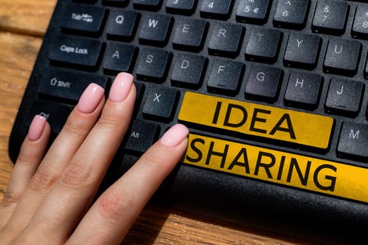 Text showing inspiration Idea Sharing, Business overview Startup launch innovation product, creative thinking