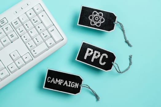 Handwriting text Ppc Campaign, Concept meaning use PPC in order to promote their products and services