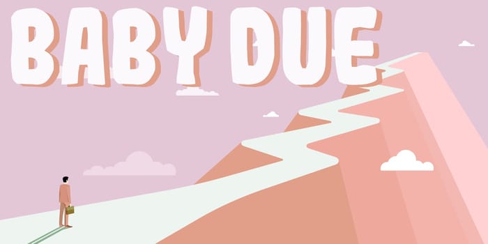 Text showing inspiration Baby Due, Business overview about to born Under engagement as to time Expected to be ready