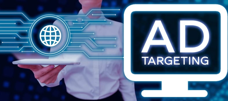 Text caption presenting Ad Targeting, Business idea target the most receptive audiences with certain traits