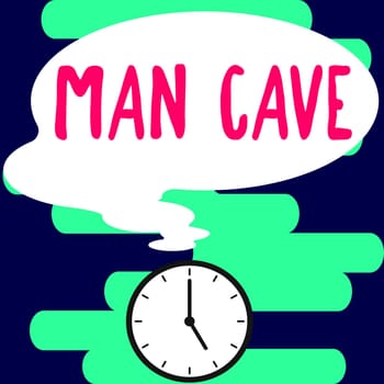 Conceptual caption Man Cave, Business concept a room, space or area of a dwelling reserved for a male person